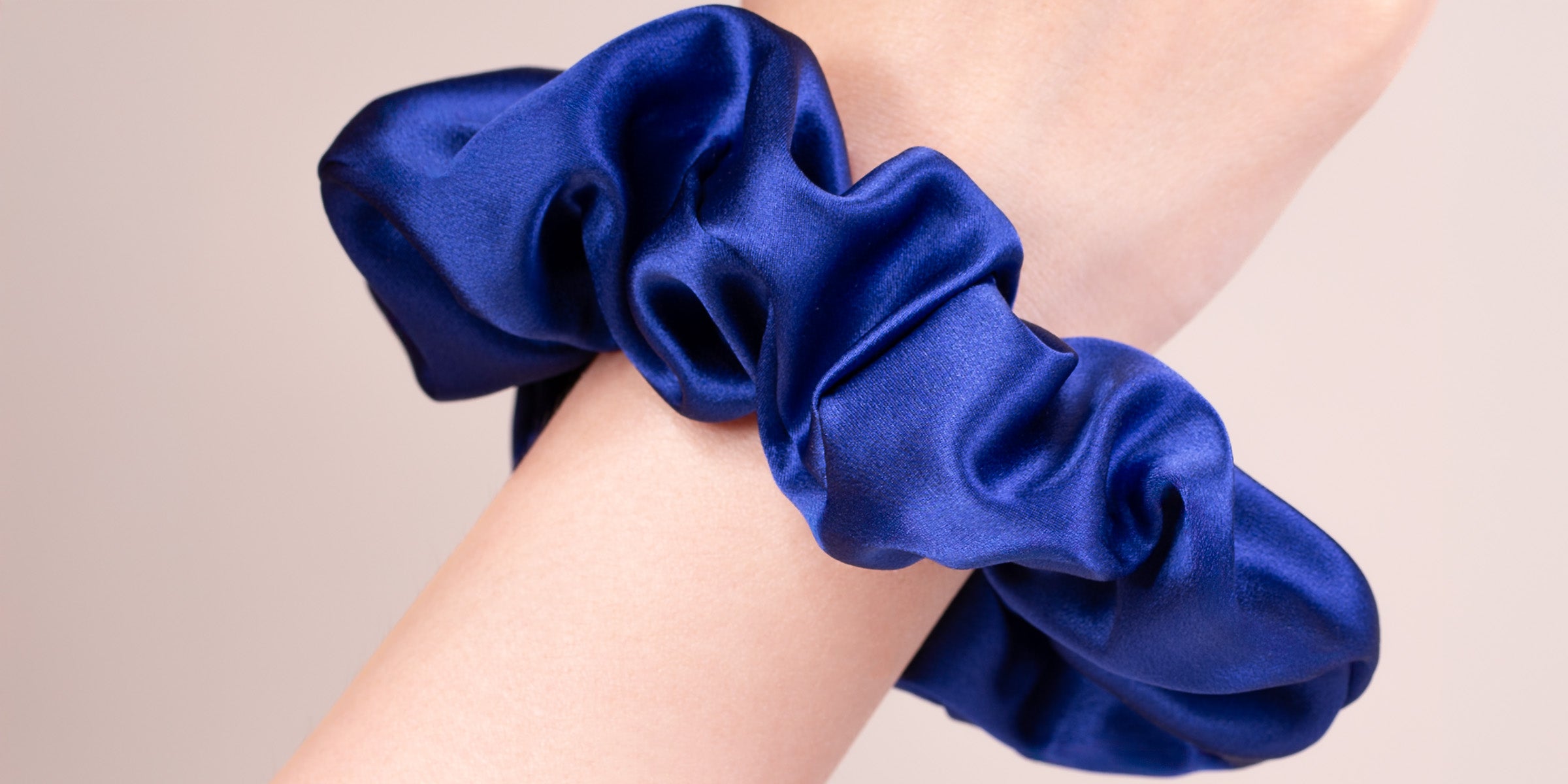 SilkTrip's Large Silk Scrunchie in Navy Blue 2x1 Aspect Ratio